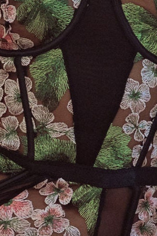 Kilo Brava Embroidery Underwire Bodysuit in Hydrangea Nights