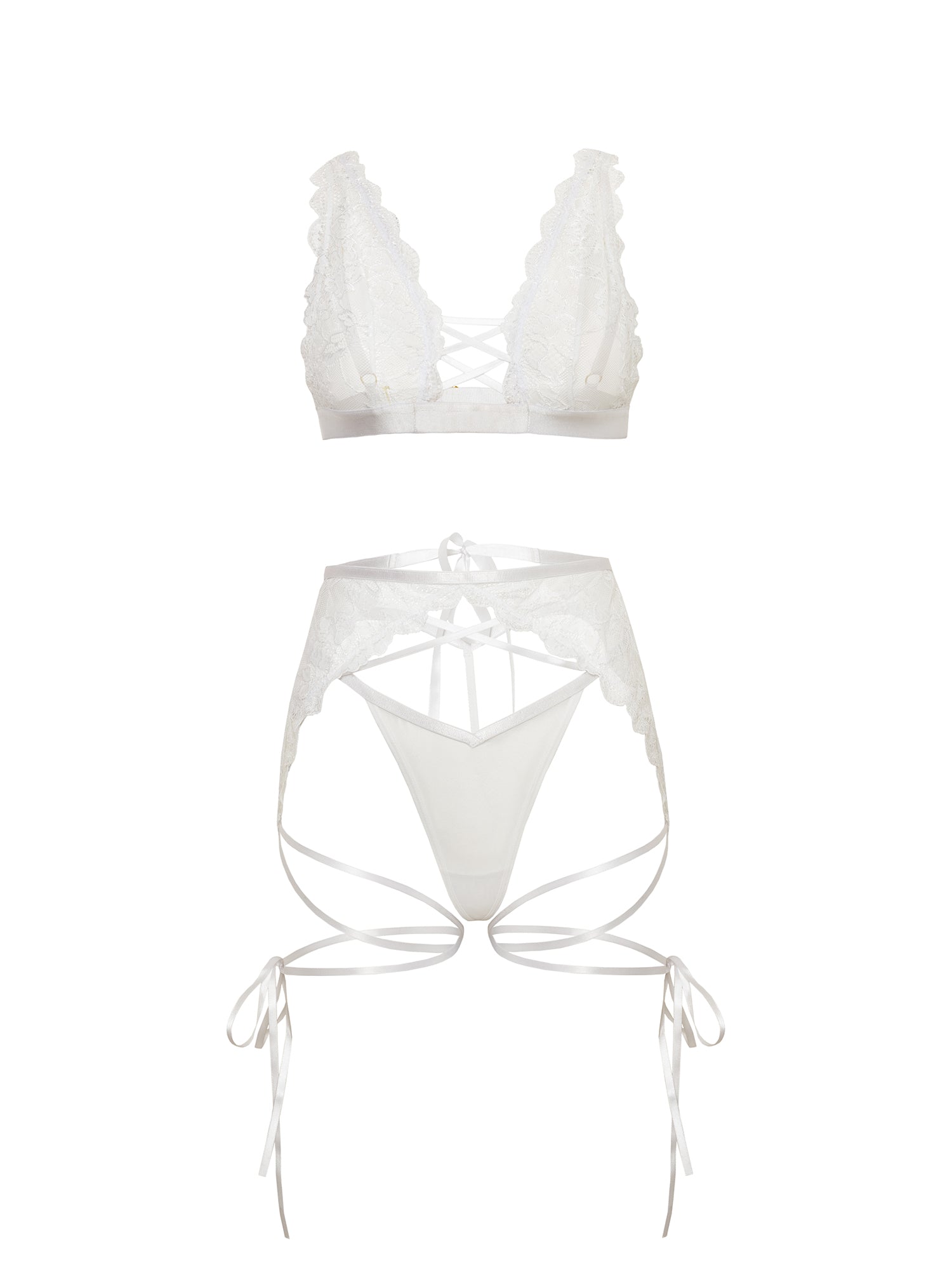 Tie Me Down Strappy Bralette Panty & Harness Set