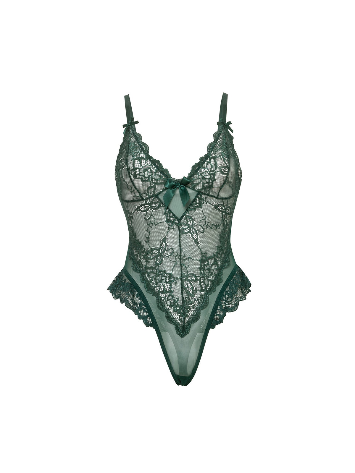 Call Me Coy Lace Teddy in Rainforest Green
