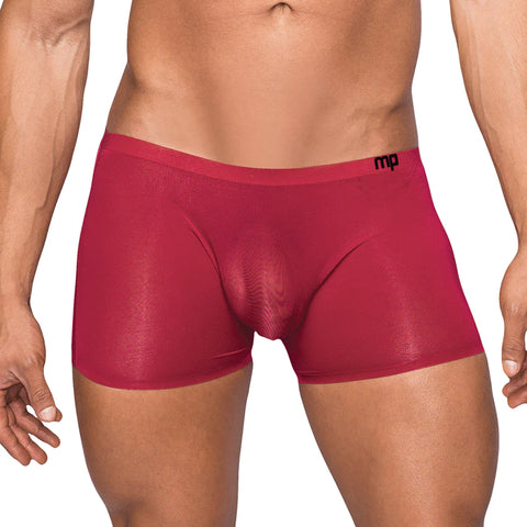 close up of the pelvic region of a white, tan, fit male model. model is wearing sexy men's lingerie mini shorts that are super soft and see through, showing off the bulge