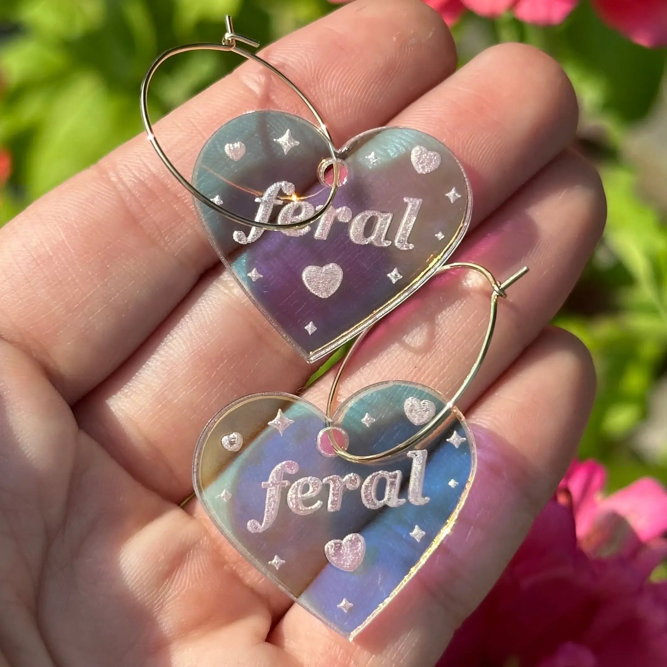 Feral Heart Hoop Earrings in Iridescent