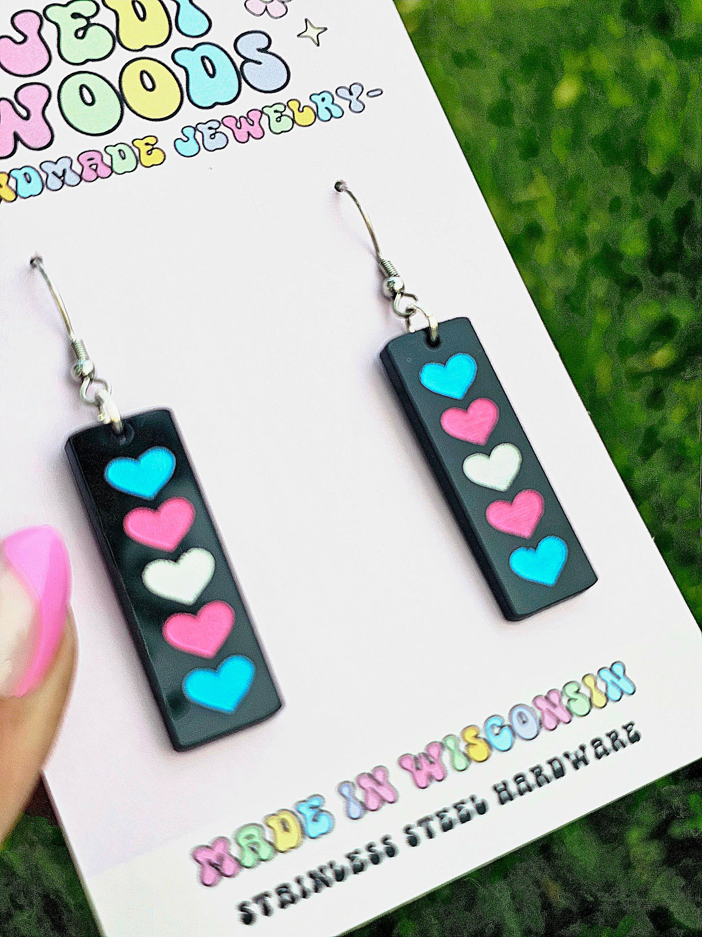 Pride Flag Bar Earrings in Trans Flag
