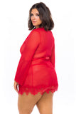 Our Next Chapter Mesh & Lace Robe in Red Hot