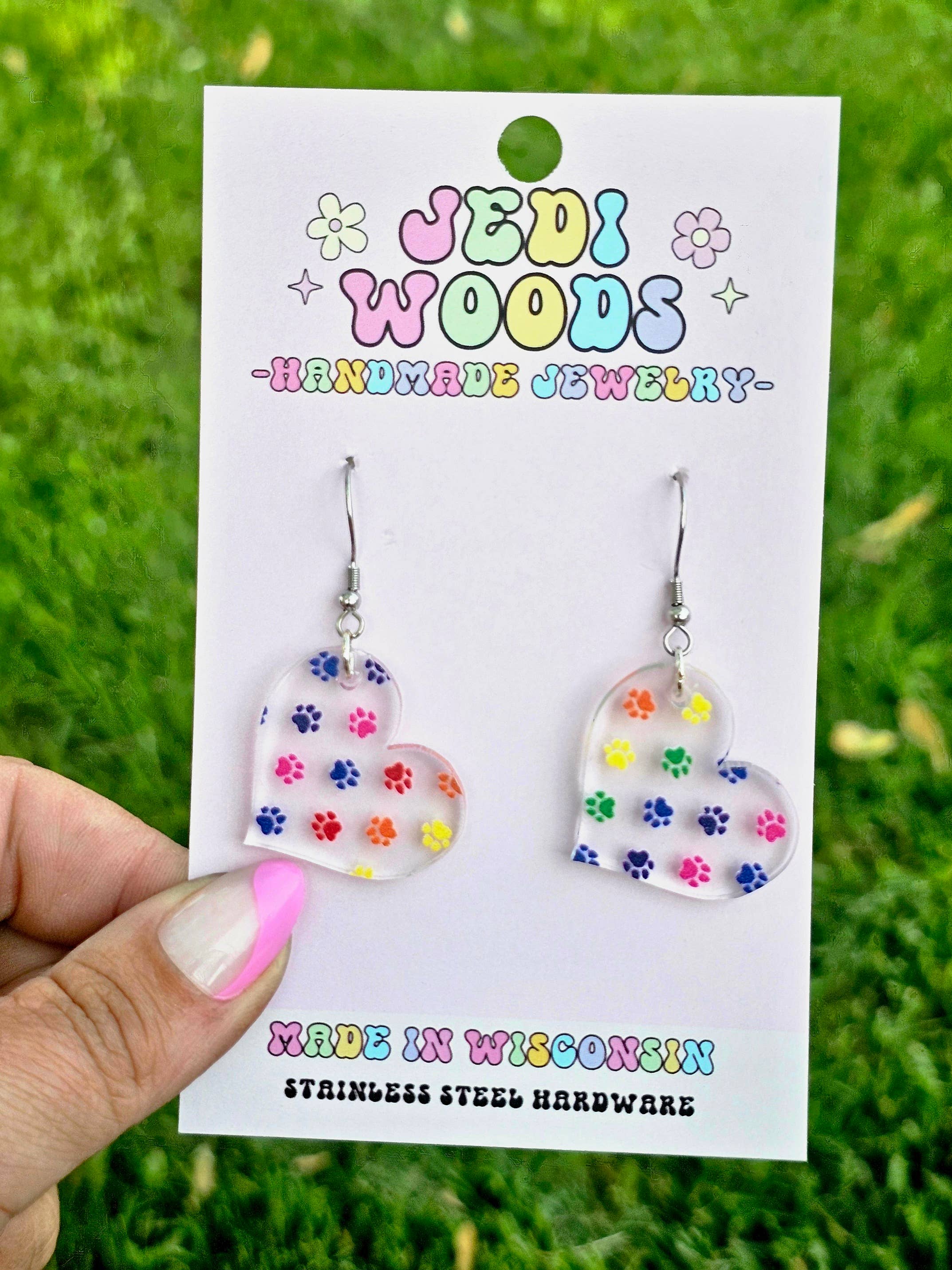 Heart Earrings in Rainbow Patterns