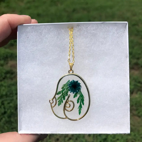 Boob Floral Resin Necklace in Gold