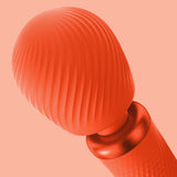 close up of the textured wand head with swirled silicone