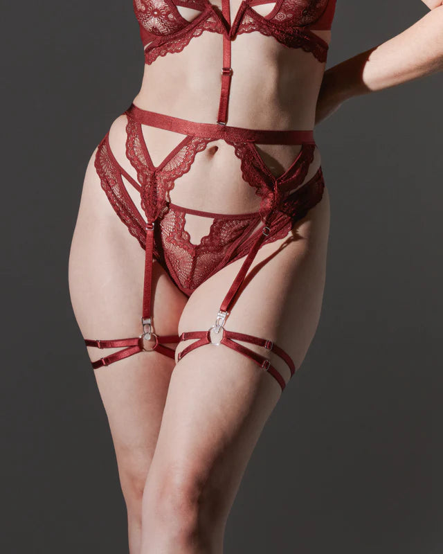 All Strapped In Thigh Stay Garters in Ruby