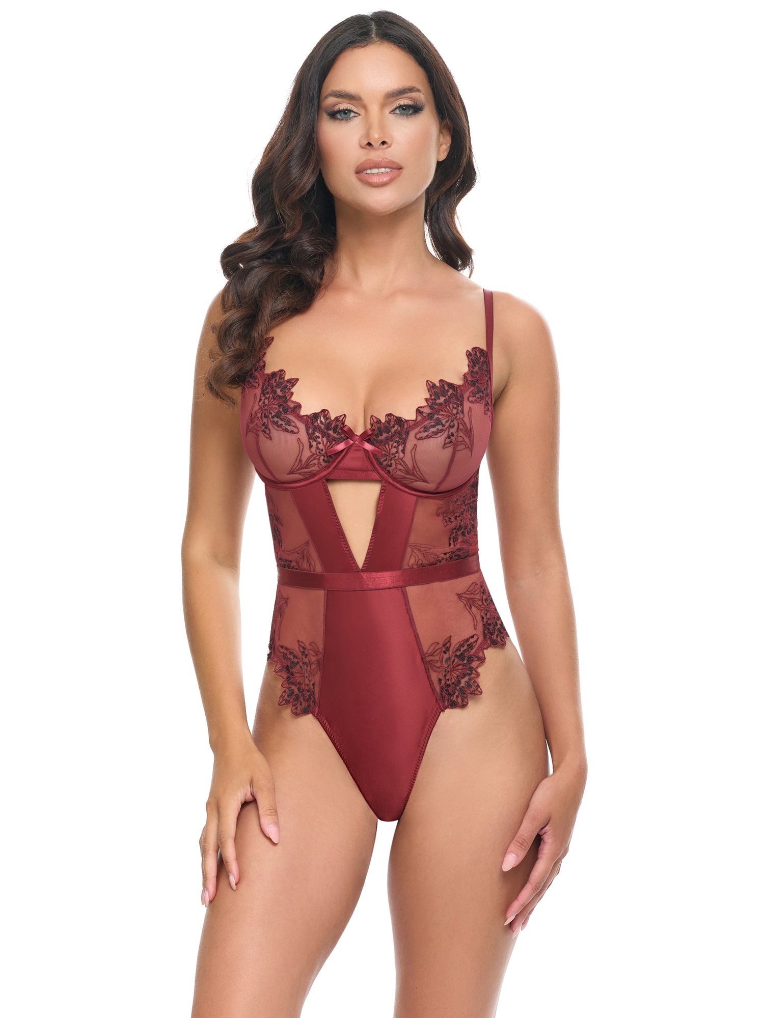 Aged to Perfection Embroidered Teddy in Syrah