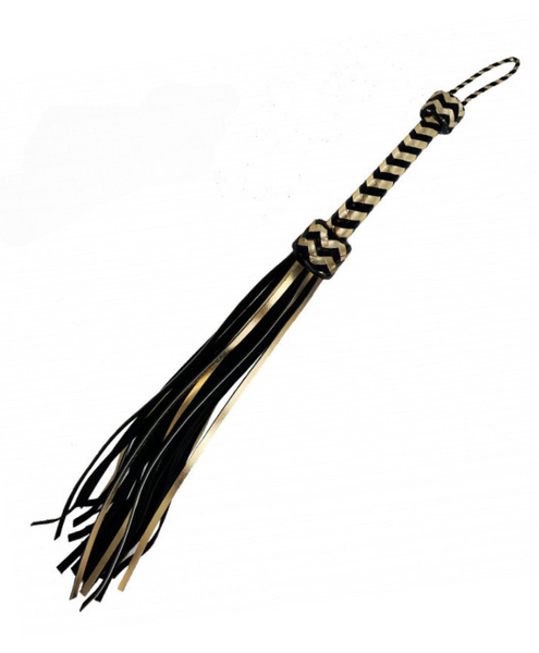 All that Glitters Metallic Leather Flogger with weaved  Black suede & metallic gold leather