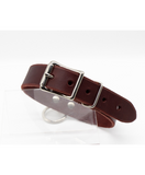 slightly angled view of the back buckle on the Anything But Basic O-Ring Collar in Burgundy