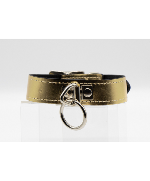 same front view of the Anything But Basic O-Ring Collar in Metallic Gold