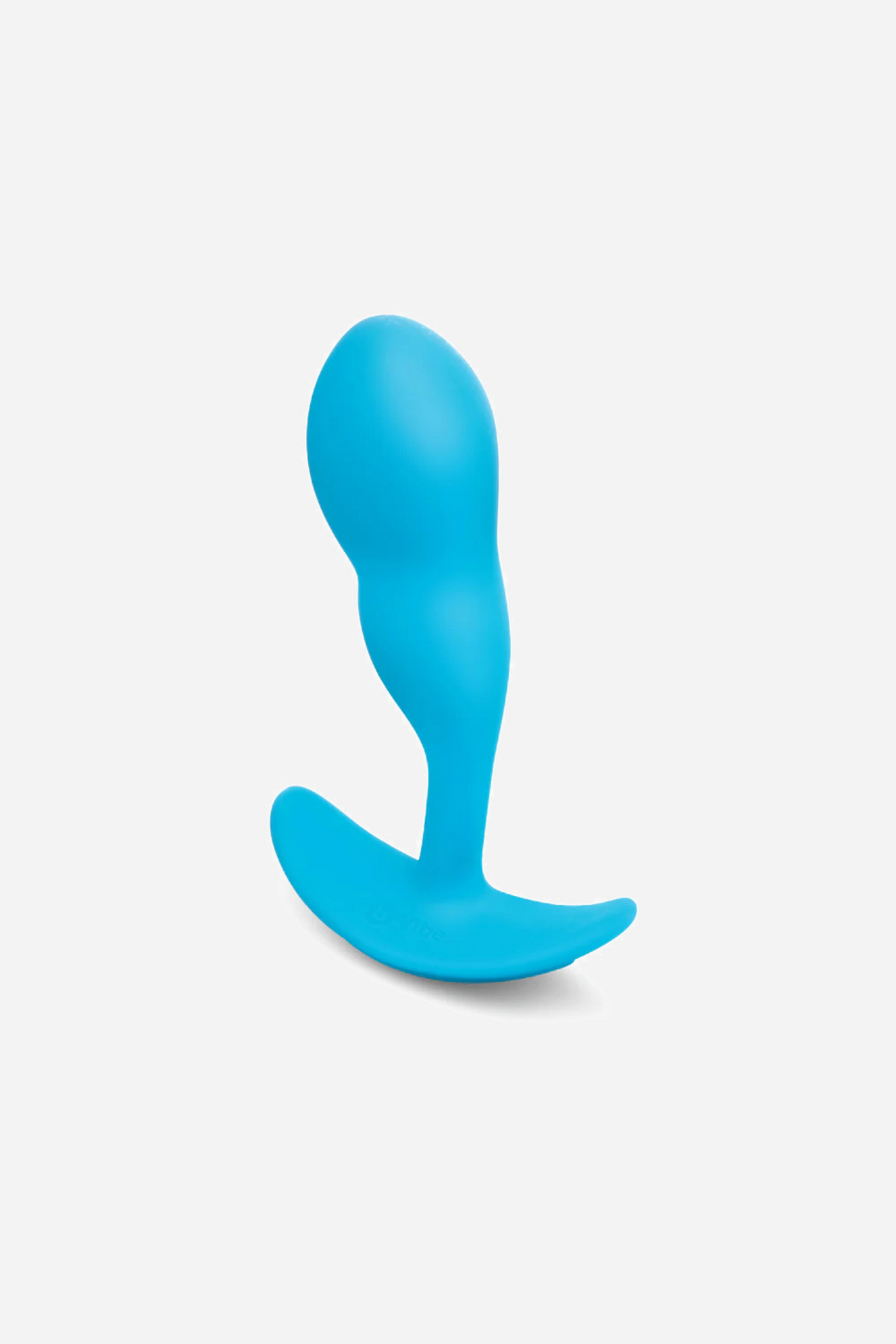 Teal B-Vibe Snug Plug standing upright, a tapered silicone plug with a curved flared base