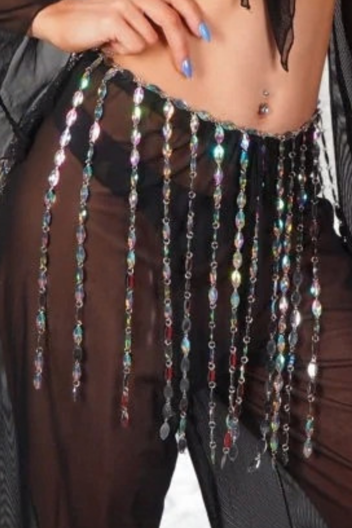 Beautiful Disaster Waist Chain in Aurora Borealis Beads