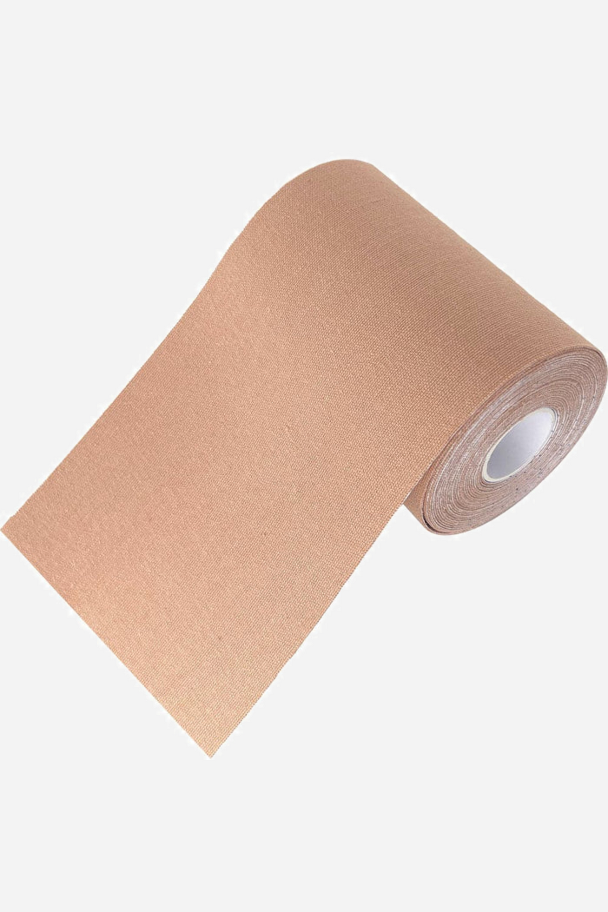 A roll of light beige binding tape, partly unrolled to show the width of the strip