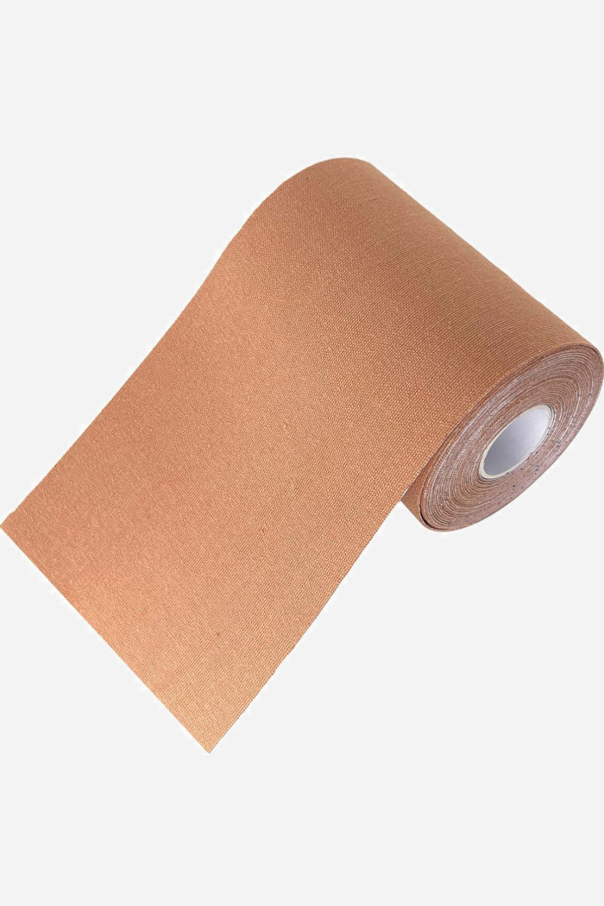A roll of caramel binding tape, partly unrolled to show the width of the strip