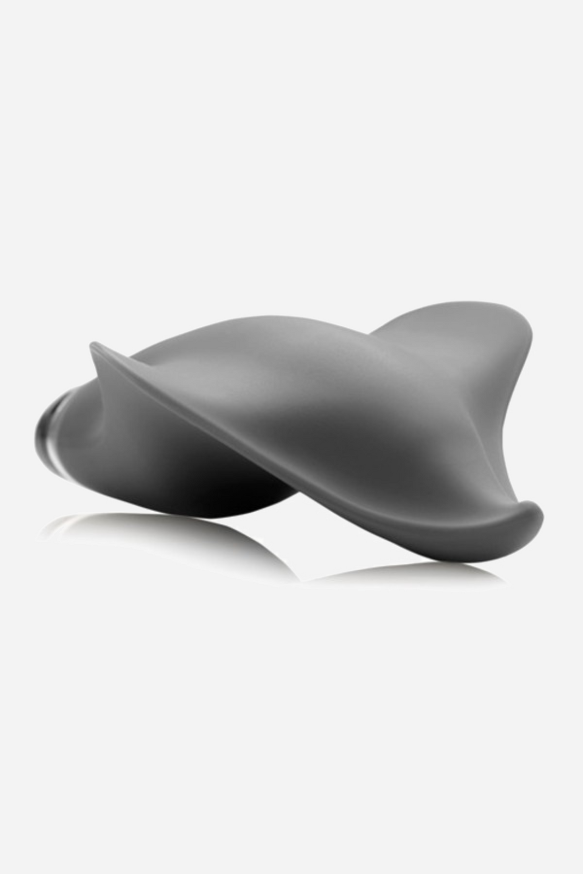 Grey Clandestine Mimic Plus resting on its side, showing the same wing-shaped silicone body