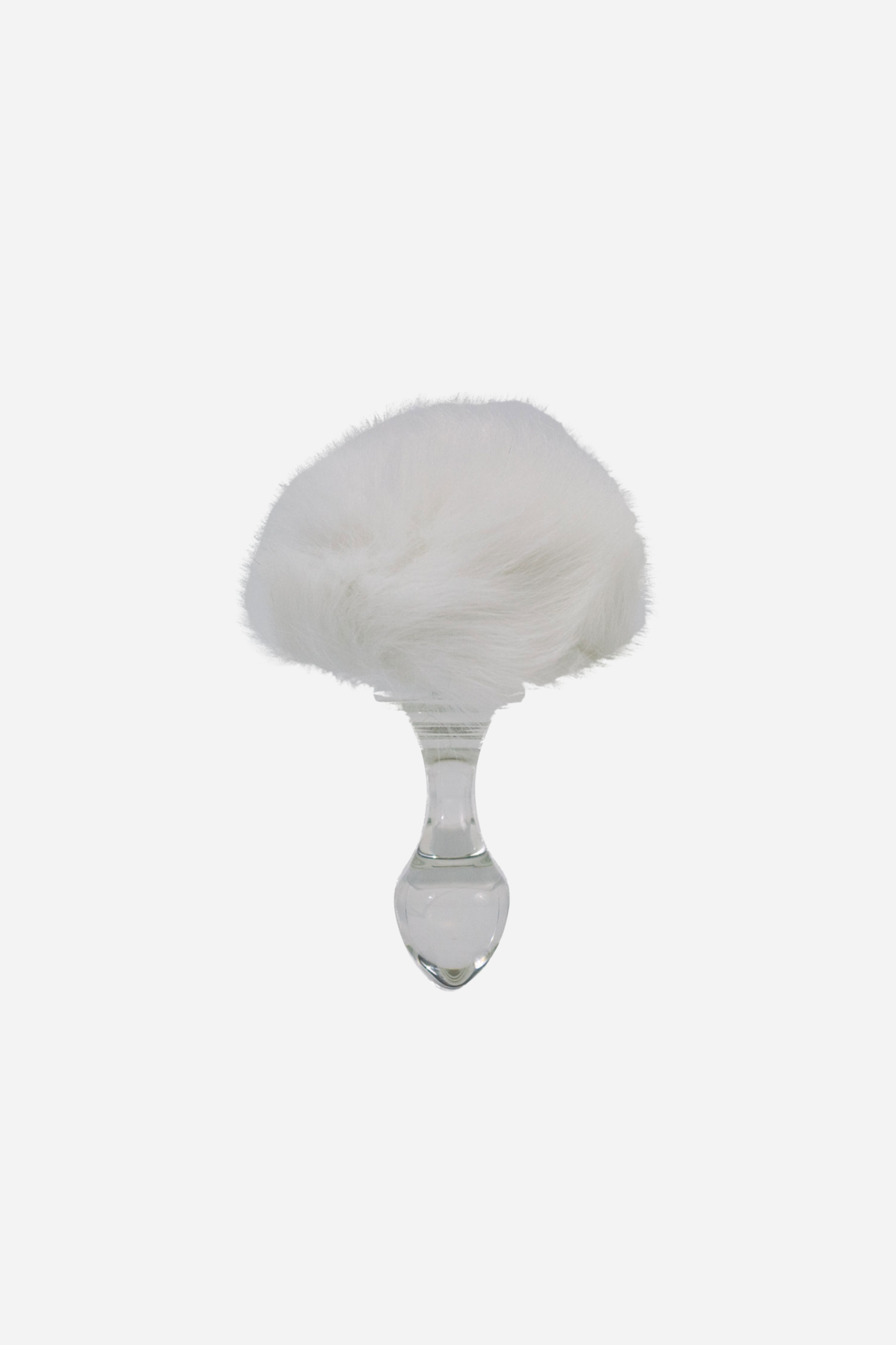 Crystal Small Glass Plug w/ White Bunny Tail