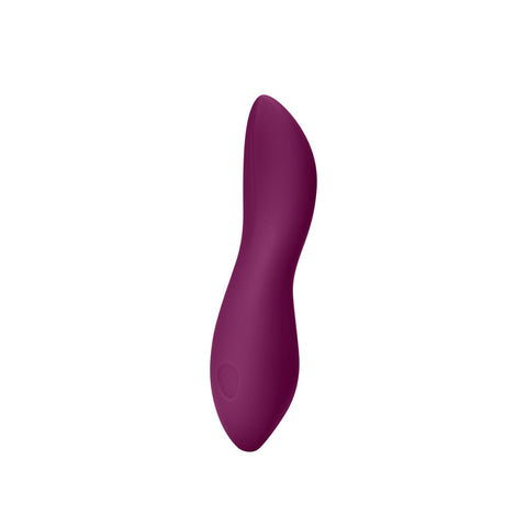 side view of the dame dip beginner's vibrator that shows the bulbous bottom and pointed tips