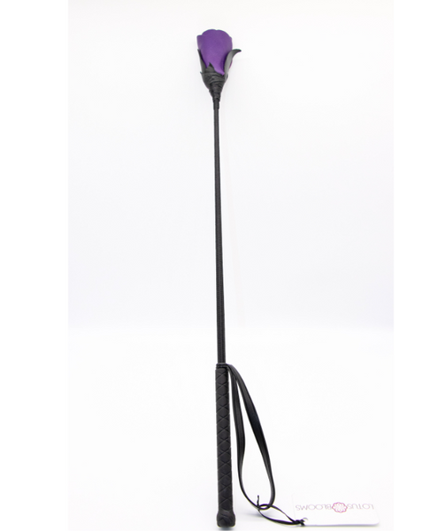 full length view of the crop length and purple rose tip of the kinky flower corp