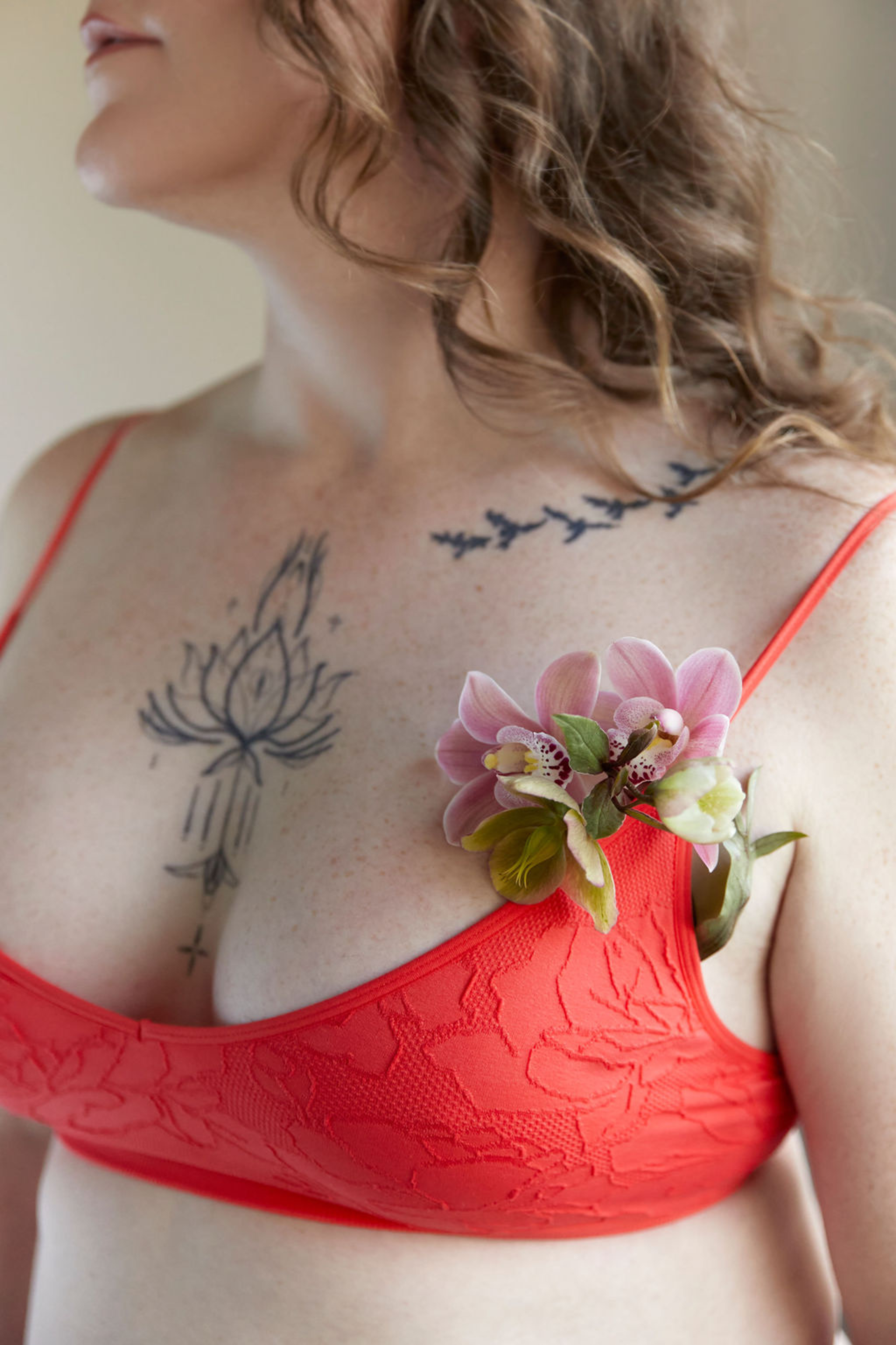 Floruisse Linda Seamless Knit Bra in Hot Coral
