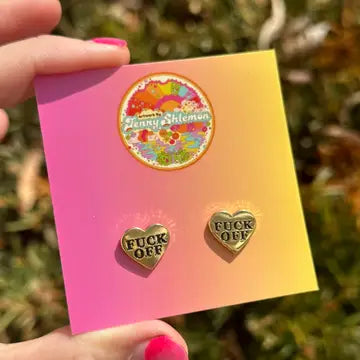 Fuck Off Heart Stud Earrings
