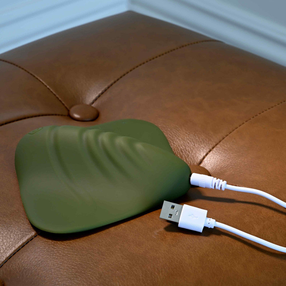 All the Pleasure Vibrating Grinding Pad in Olive Green