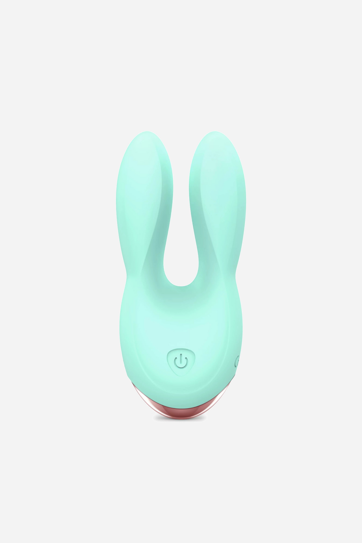 The same rabbit ears vibe in mint green, showing the rounded silicone body, the twin flexible prongs and the control button on the front.