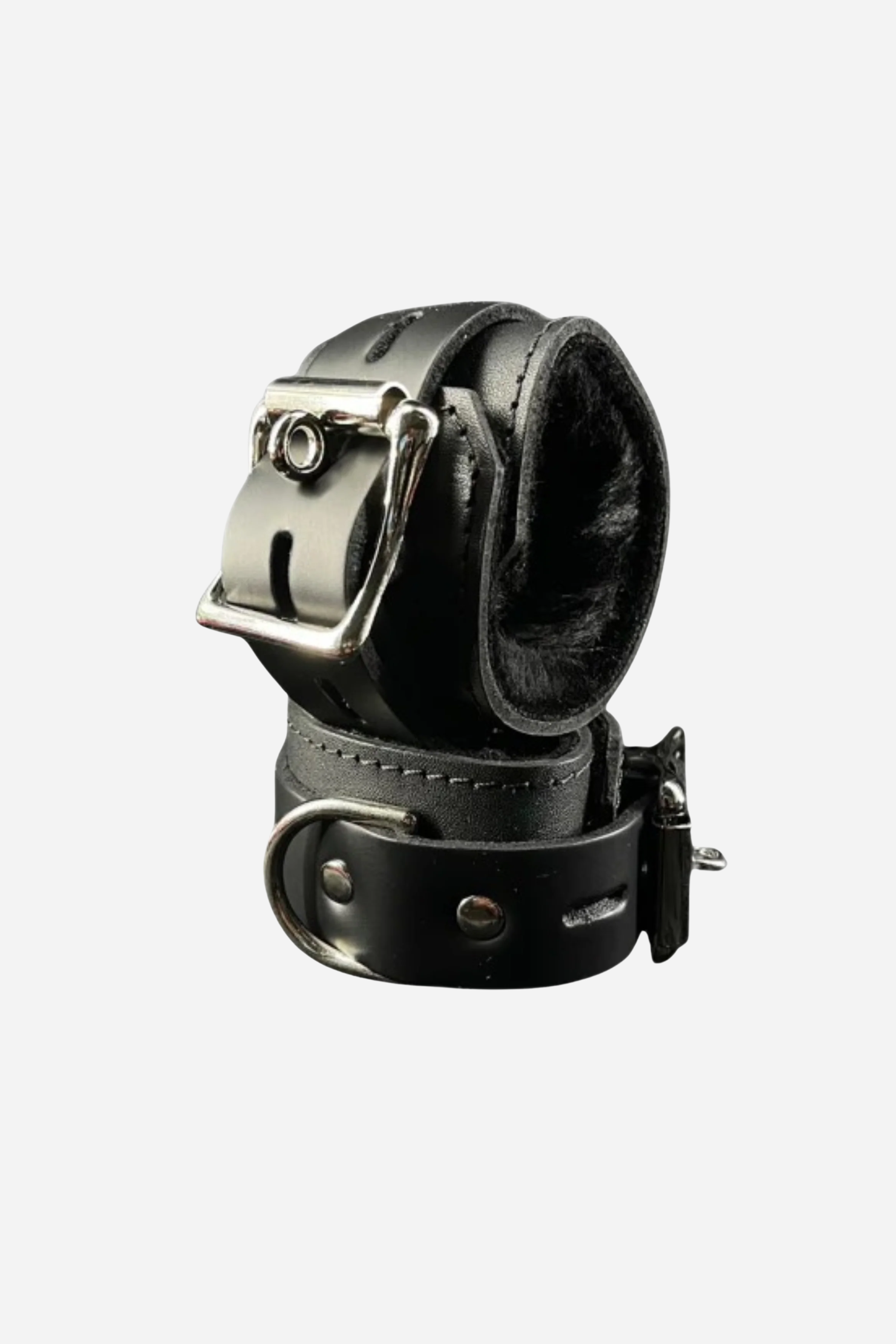 Hold Tight Fleece & Leather Ankle Cuffs in Black