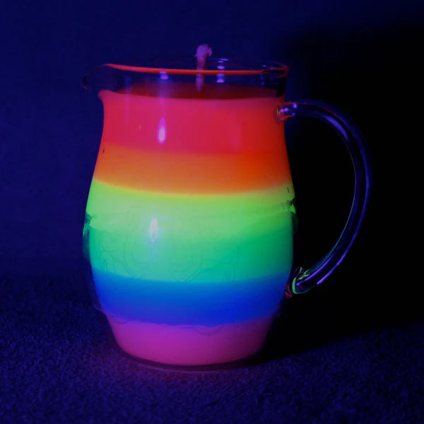 Wax Play Pitcher Candle in UV Reactive Rainbow