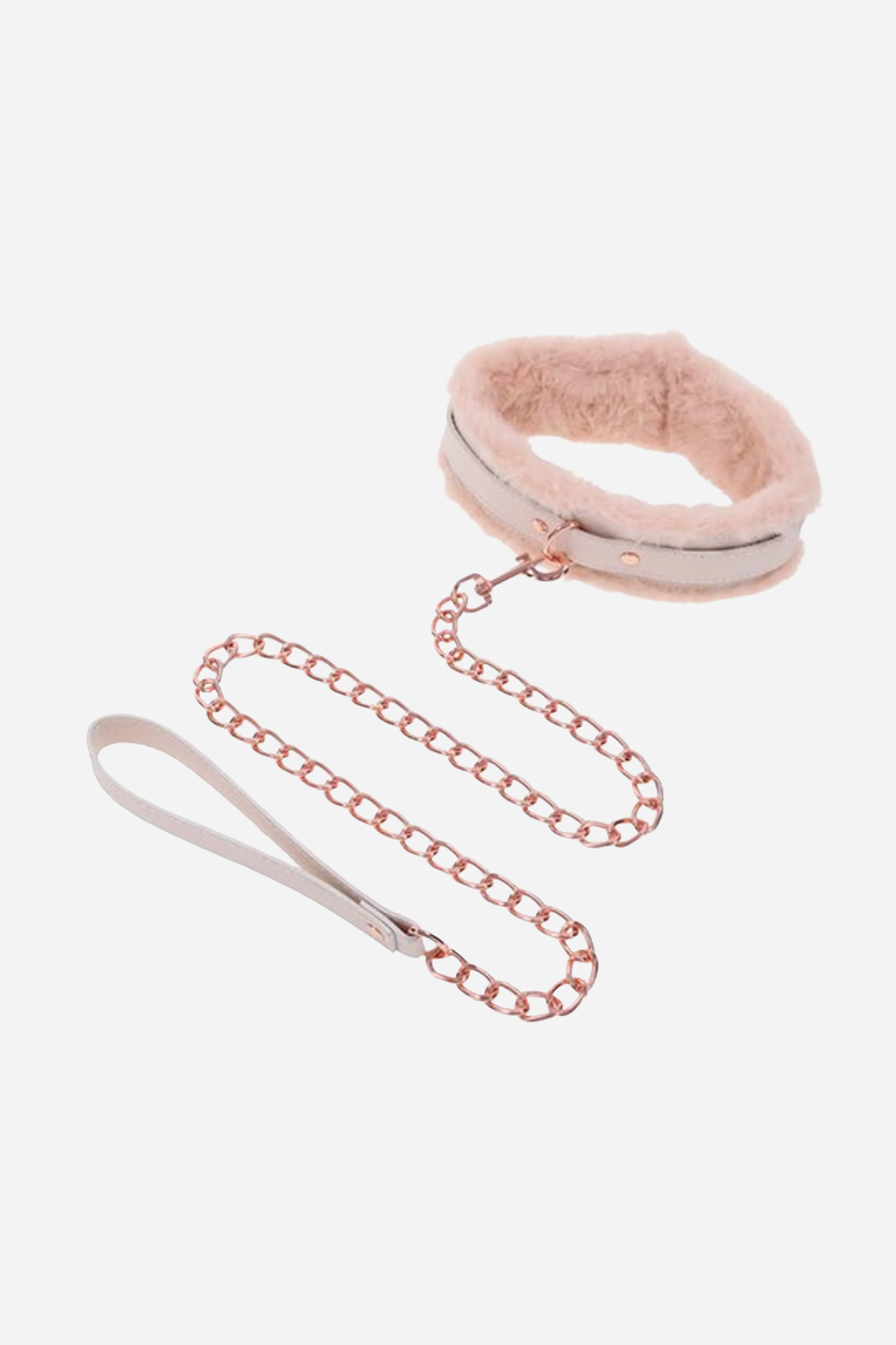 Inner Flirt Fur Collar & Leash Set in Peachy Cream Pink