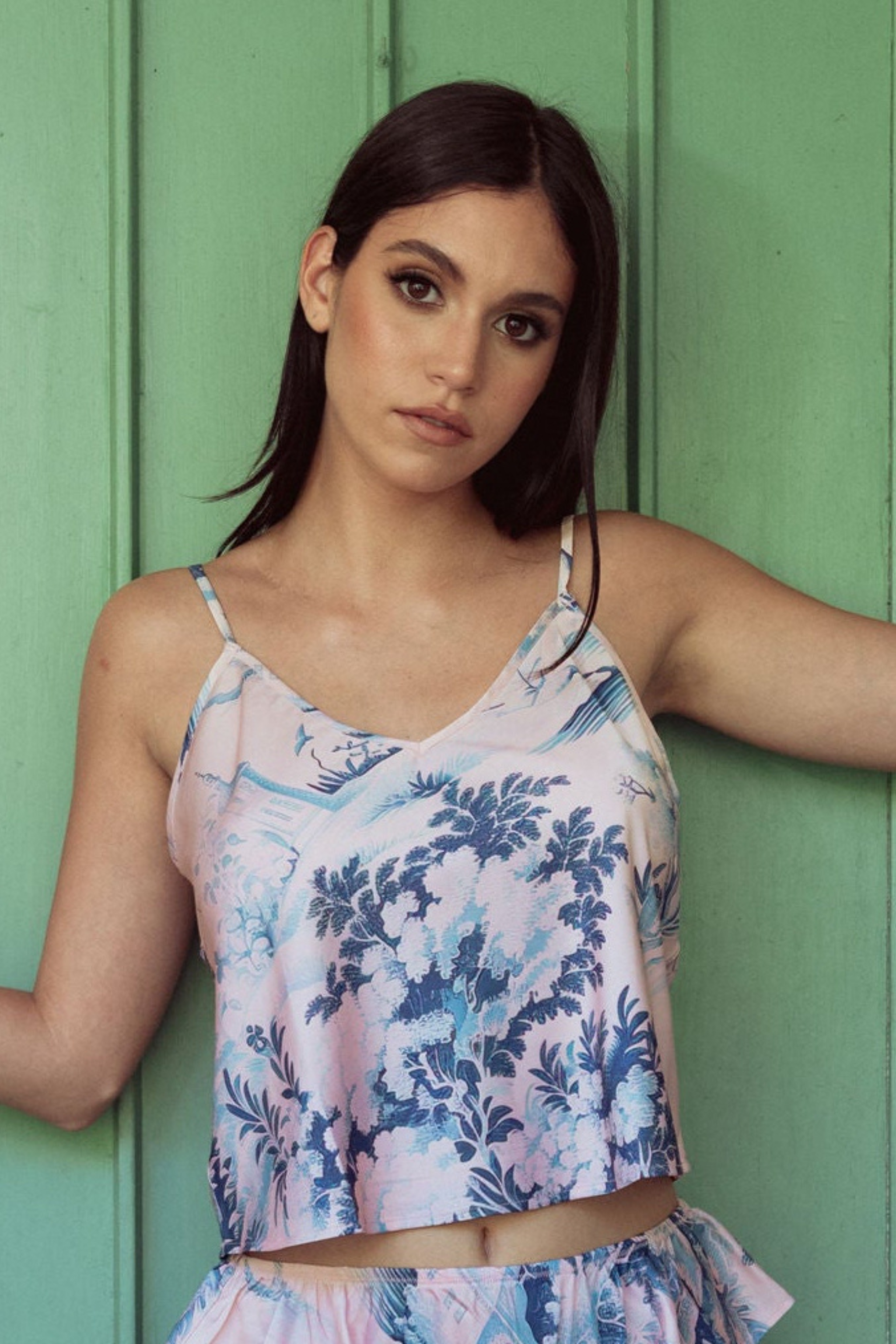Kilo Brava Satin Crop Cami in Spring Toile