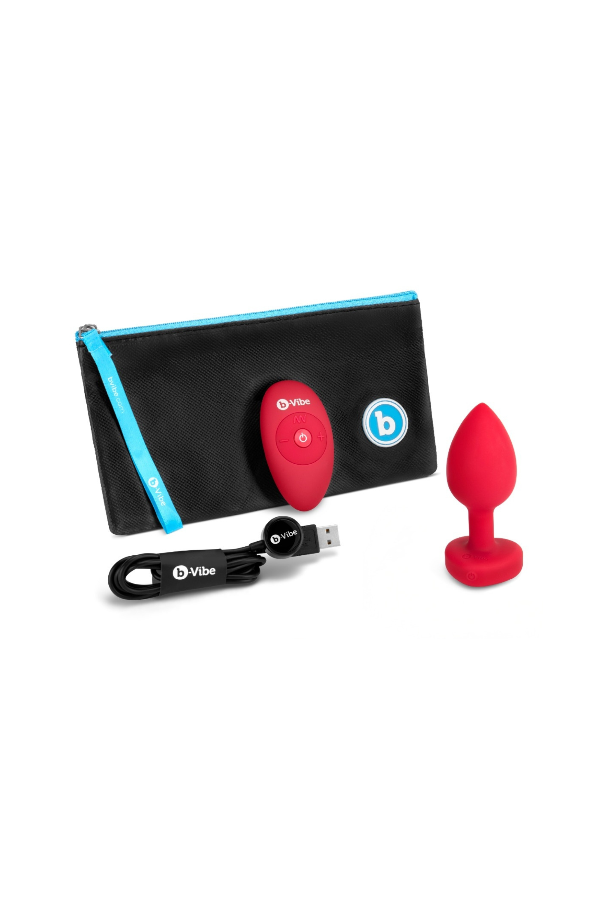 B-Vibe Vibrating Heart Jewel Plug in Red