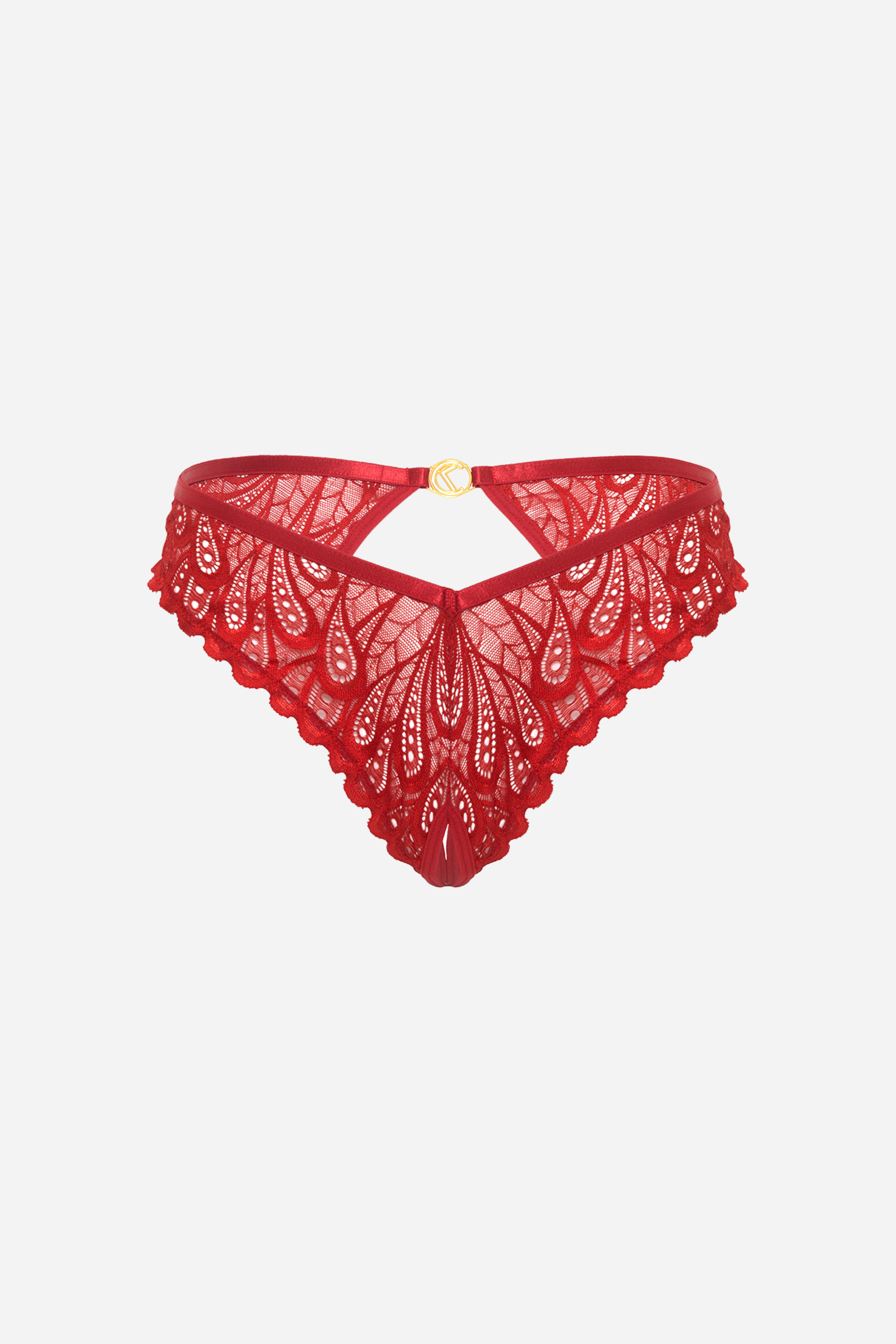 +Piper Open Back Crotchless Panty in Red