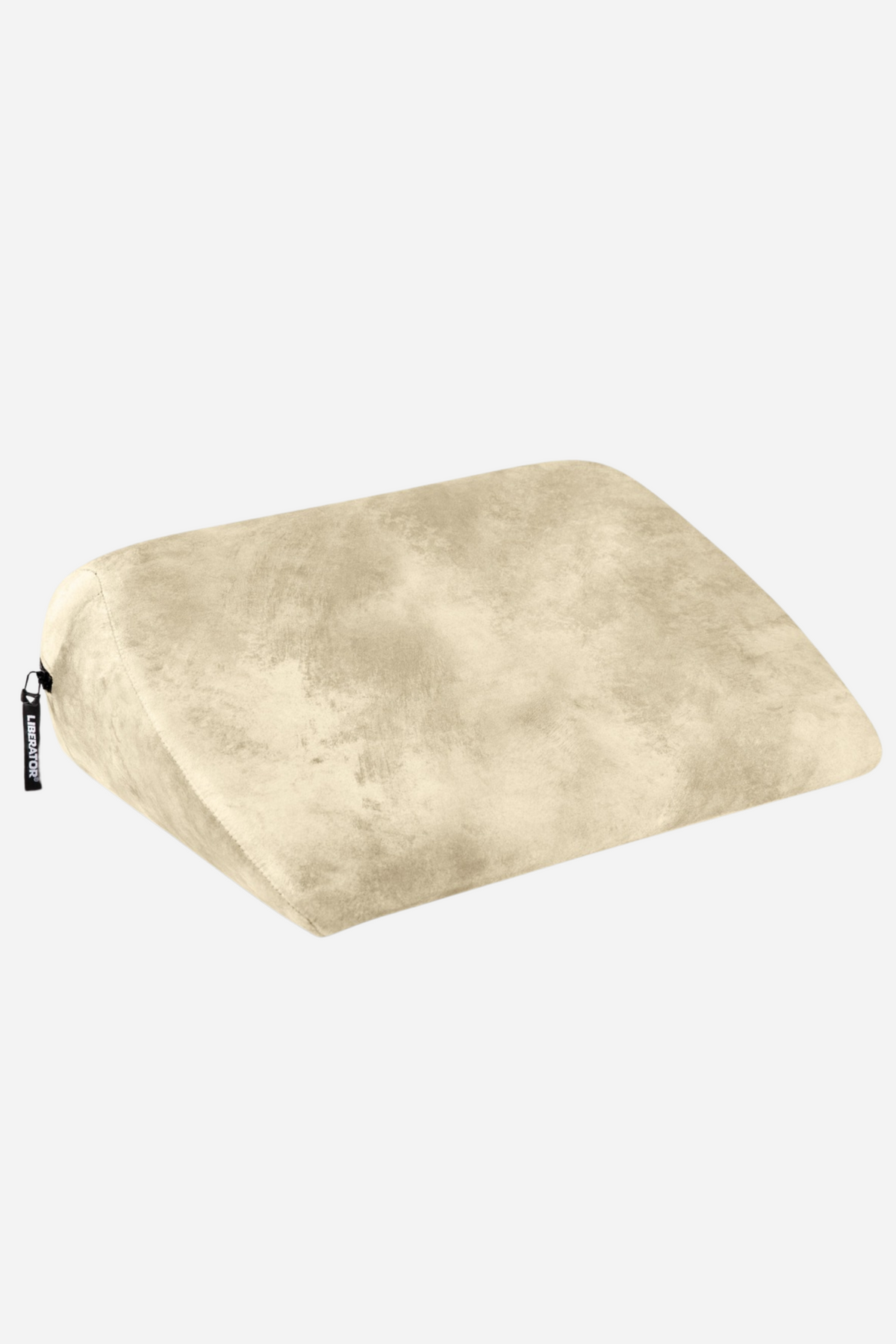 Liberator Jaz positioning wedge in natural cream microvelvet, a firm foam pillow that lifts hips and supports comfortable angles in bed