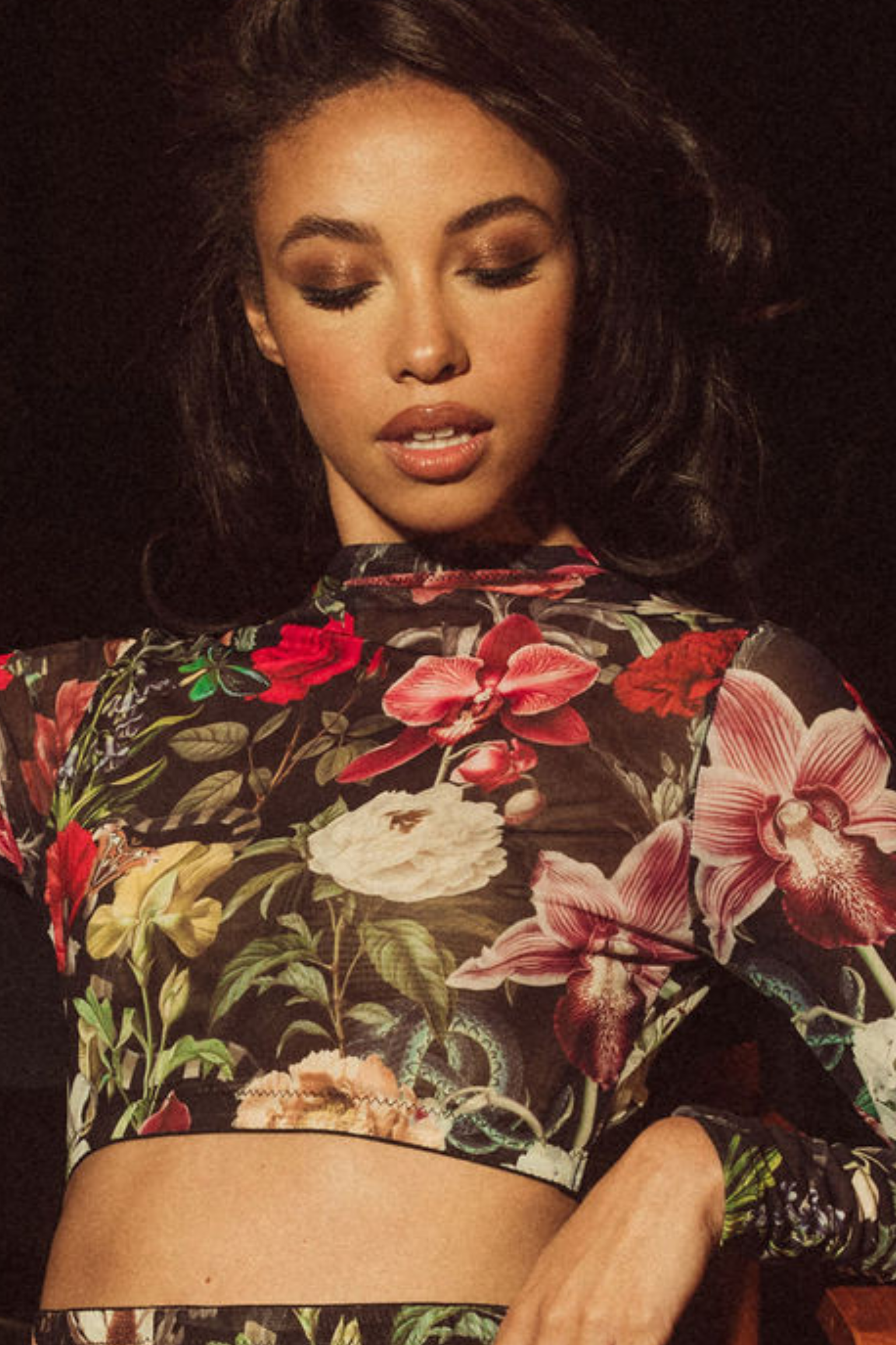 Kilo Brava Mesh Crop Top in Garden of Eden