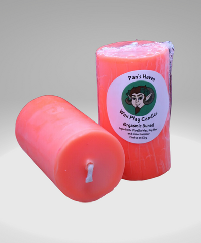 3.5in Pillar UV Reactive Drip Candle in Orgasmic Orange