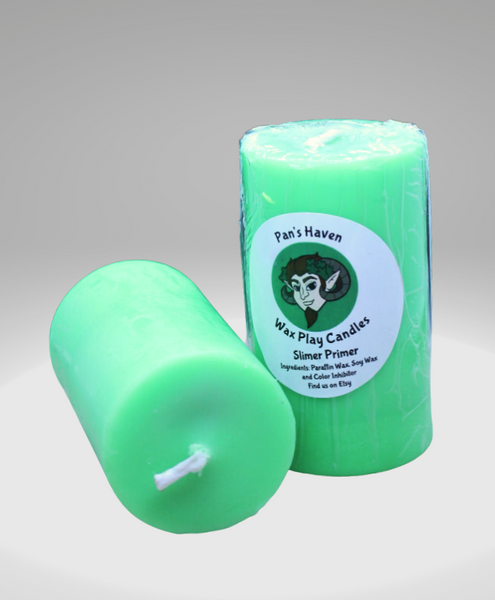 3.5in Pillar UV Reactive Drip Candle in Slimer Primer