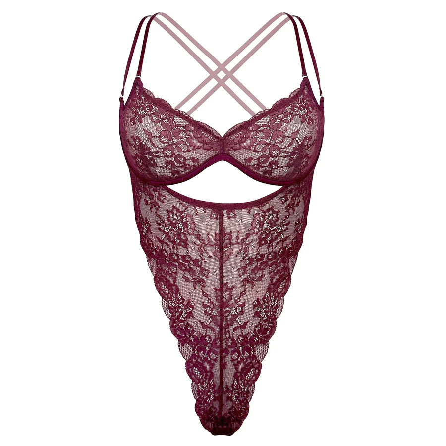 Rush Ouvert Teddy in Red Velvet by Monique Morin