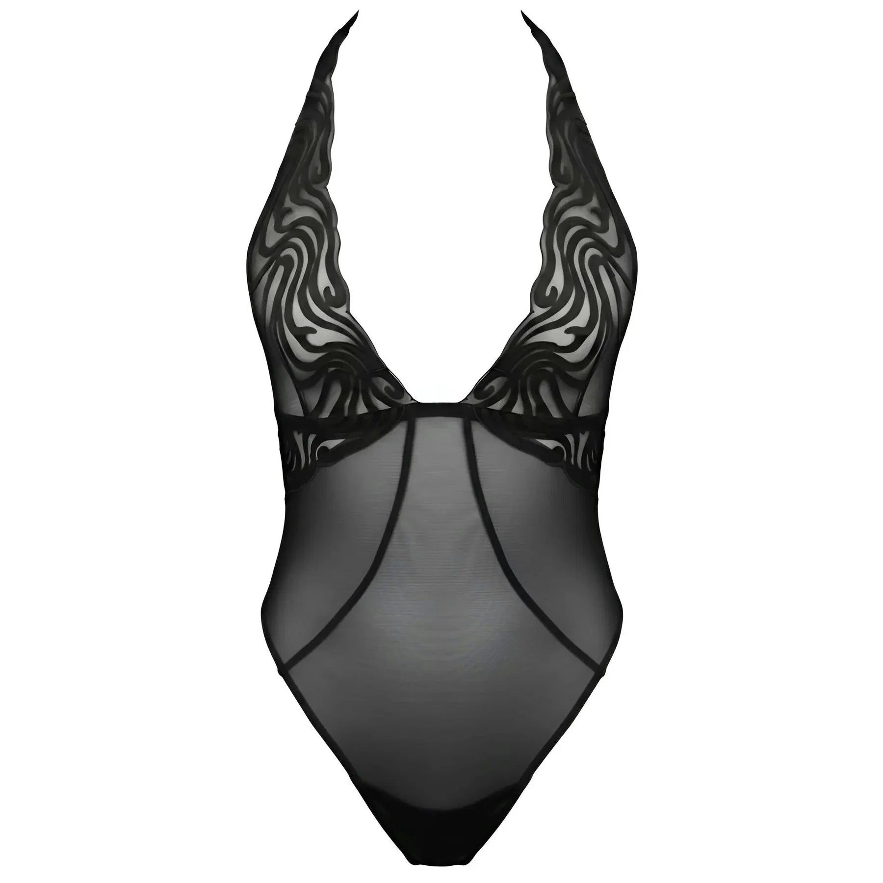 Hear the Echo Embroidered Bodysuit in Black by Monique Morin
