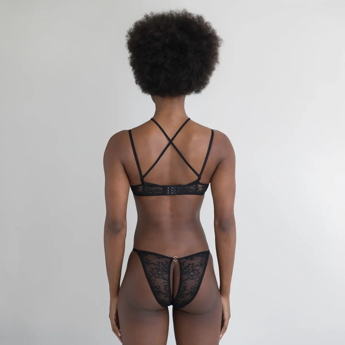 Rush Lace Ouvert Bikini in Black By Monique Morin