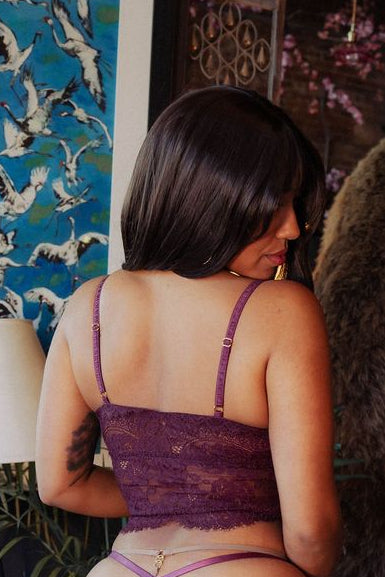 Kilo Brava Lace Longline Bralette in Pinot Noir