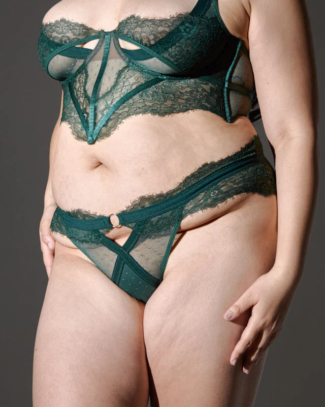 Old Love Minna's Thong in Emerald Green