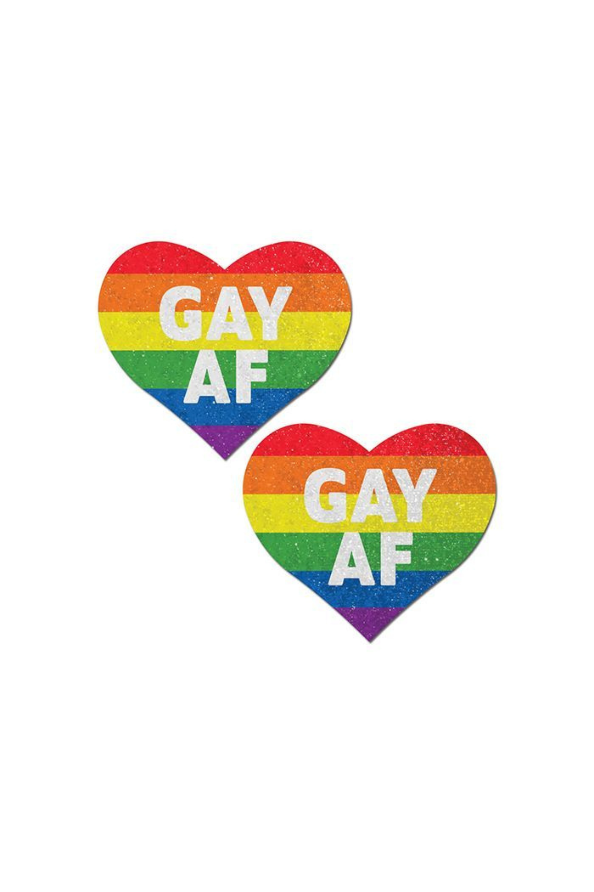 Pastease GAY AF Glitter Heart Nipple Pasties in Rainbow