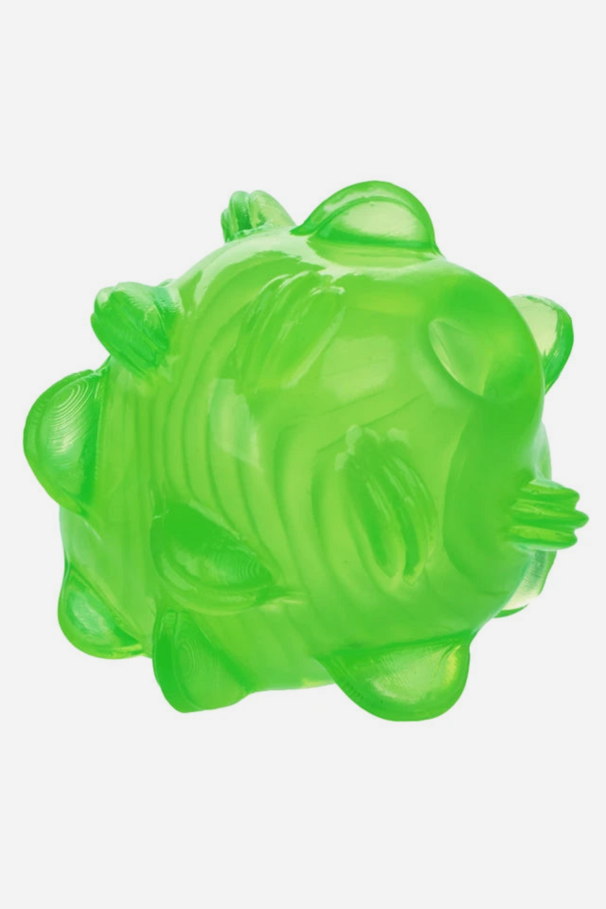 Neon green Pop Sock Textured Stroker turned inside out, revealing the nubby interior texture that adds an extra layer of sensation