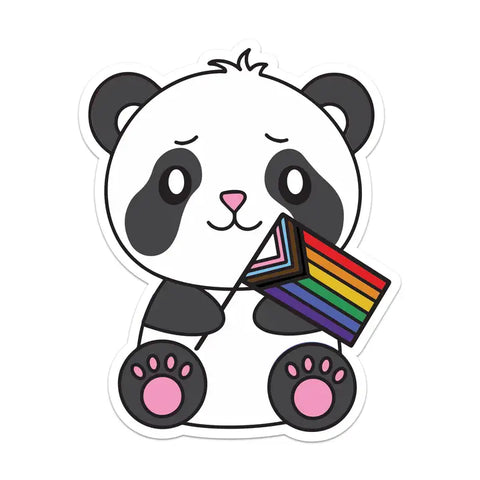 Pride Flag Waving Panda Sticker