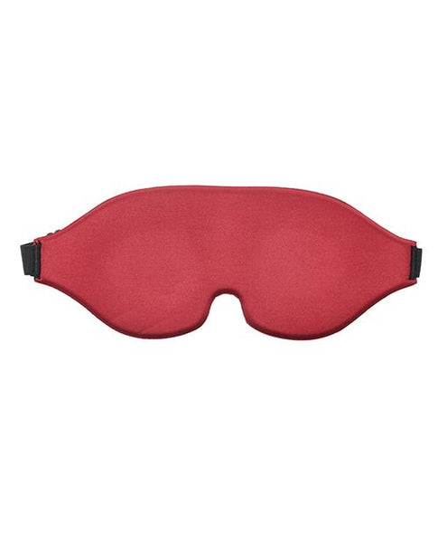 front view of red memory foam blackout blindfold