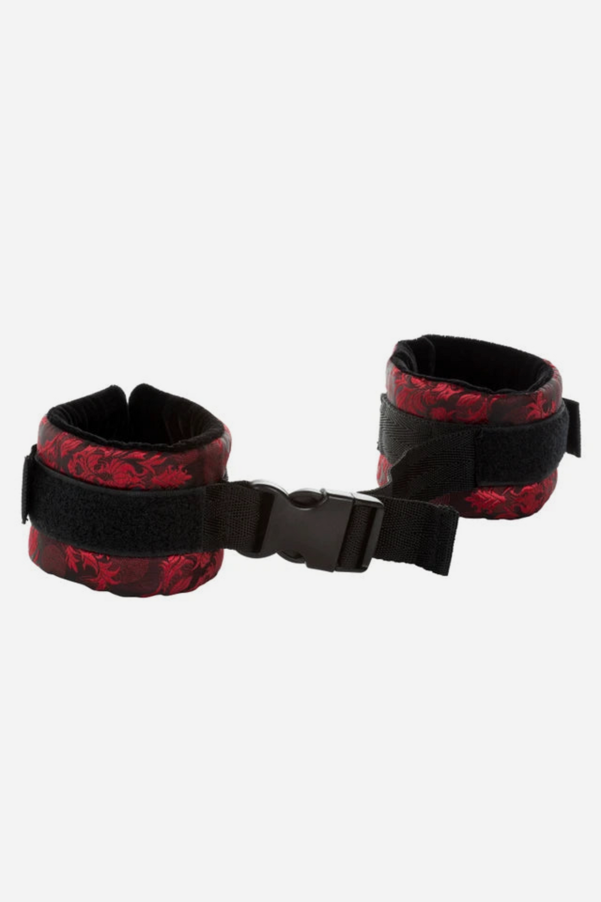 Scandalous Take Control Brocade Cuffs shown side by side, highlighting the padded cuffs that adjust to fit most wrists and ankles