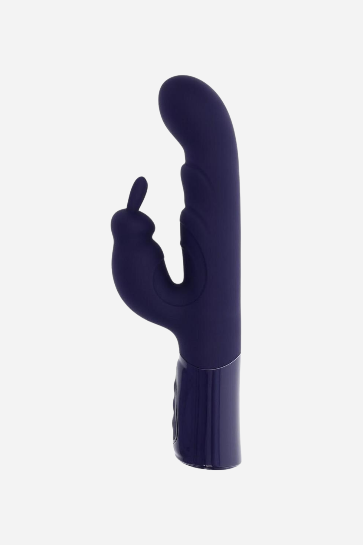 She's A Big Deal Rabbit Vibe in deep purple with a thick curved G-spot shaft, flexible rabbit arm and dual motors, shown on a grey background