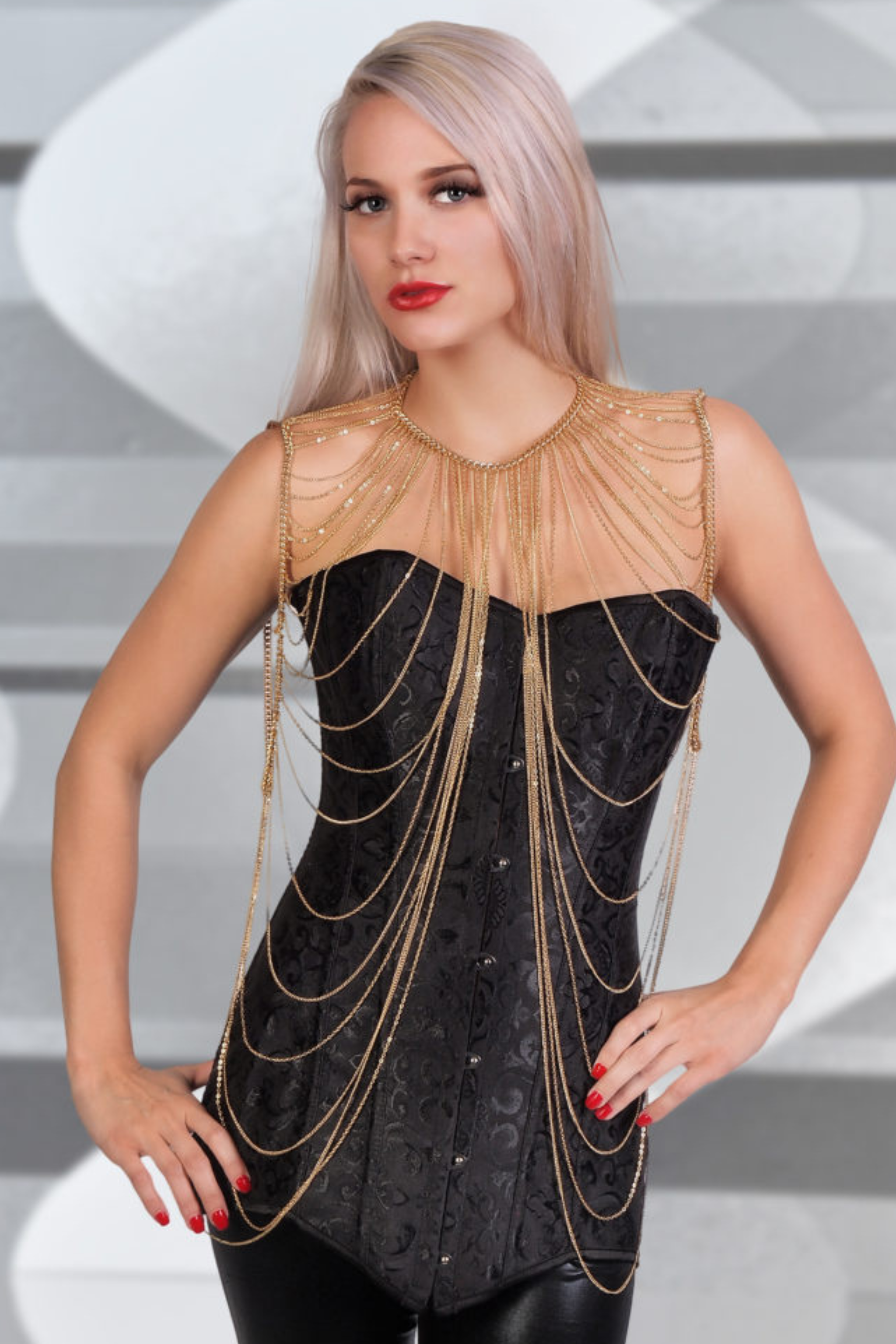Shoulder Drape Body Jewelry Chain in Gold