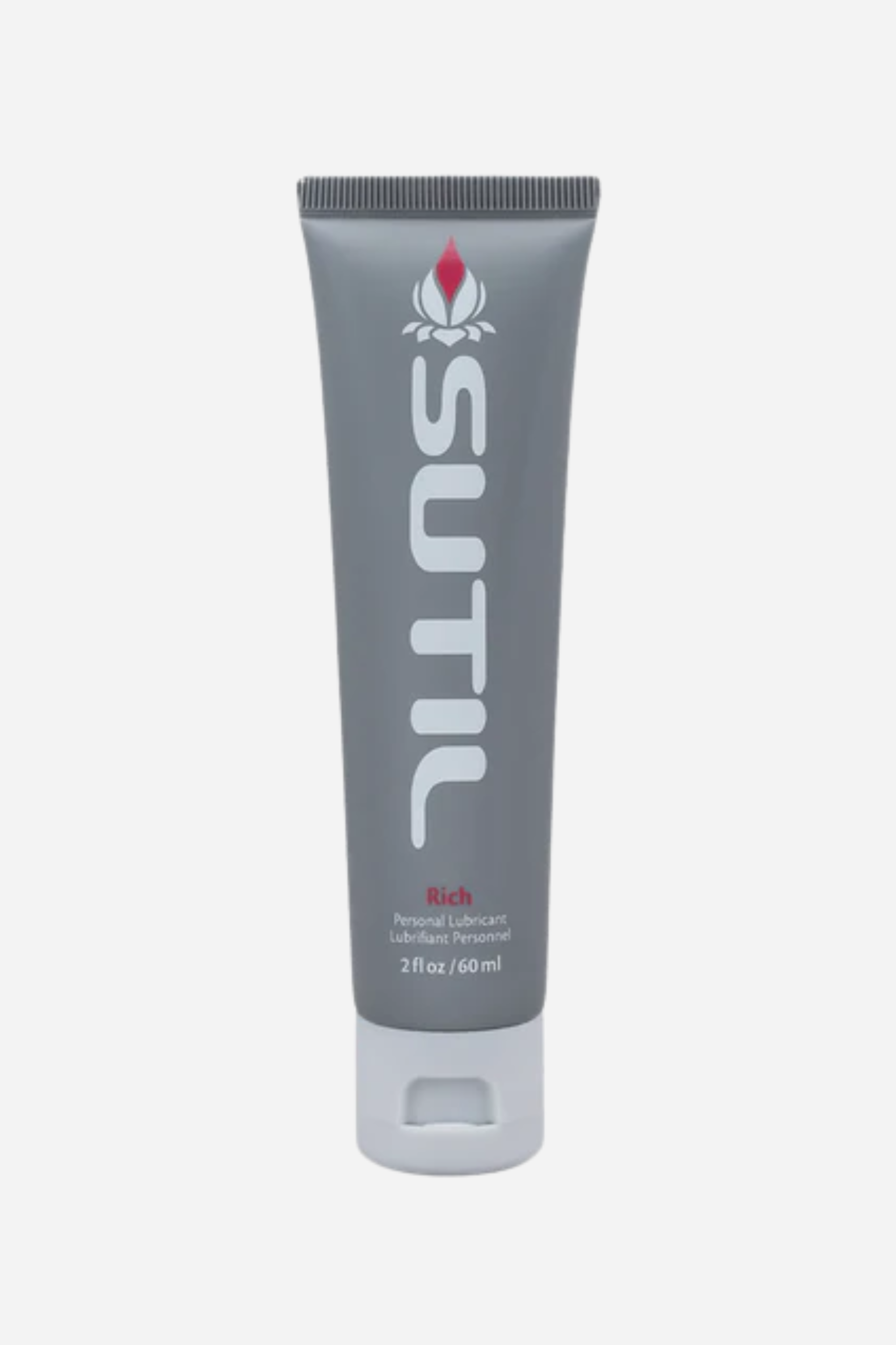 gray bottle of lube with white text